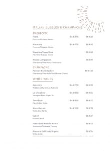 The italian kitchen drinks menu